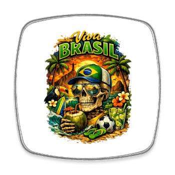 Brazil - Square fridge magnet - white - Front