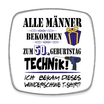 50. Geburtstag Handwerker Technik Werkzeug - Viereckiger Kühlschrankmagnet - Weiß - Vorne