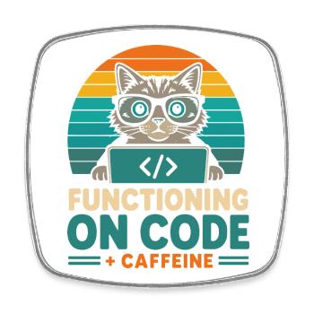 Fonctionner sous Code et Caffeine Cat - Magnet carré - blanc - Devant