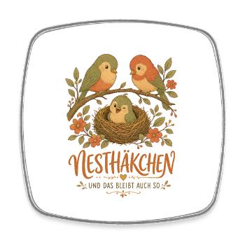 Nesthäkchen Vogel Familie - Viereckiger Kühlschrankmagnet - Weiß - Vorne
