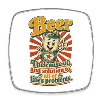 Bière | Drôle de phrase de bière en style rétro - Magnet carré - blanc - Devant