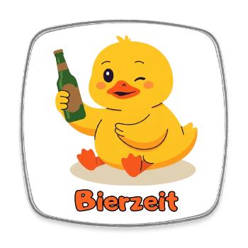 Ente Bierzeit - Viereckiger Kühlschrankmagnet - Weiß - Vorne