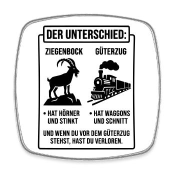 Ziegenbock vs Güterzug Meme - Viereckiger Kühlschrankmagnet - Weiß - Vorne