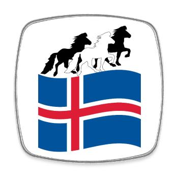 Drapeau islandais avec chevaux islandais - Magnet carré - blanc - Devant