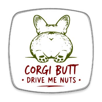 Les fesses de corgi me rendent fou - Magnet carré - blanc - Devant