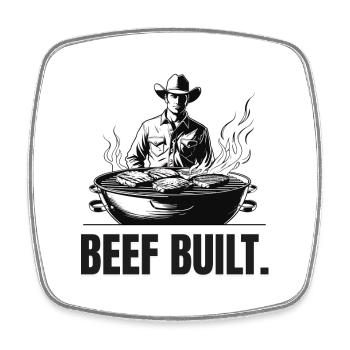 BŒUF CONSTRUIT | T-shirt Carnivore | Steak & Strength - Magnet carré - blanc - Devant