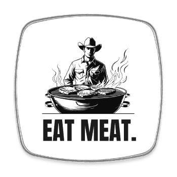 MANGER DE LA VIANDE | T-shirt Carnivore | Déclaration sur le steak - Magnet carré - blanc - Devant