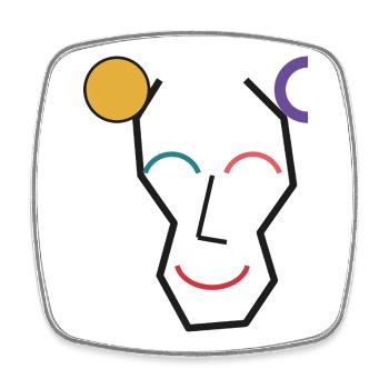 Cheerful Colorful Geometric Face - Square fridge magnet - white - Front