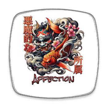 Devilish Hannya Art - Viereckiger Kühlschrankmagnet - Weiß - Vorne