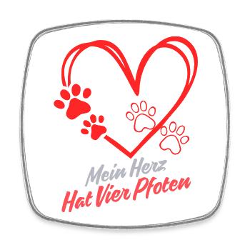 Mein Herz hat vier Pfoten Hund Shirt - Viereckiger Kühlschrankmagnet - Weiß - Vorne