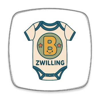 Zwilling Babybody Buchstabe B - Viereckiger Kühlschrankmagnet - Weiß - Vorne