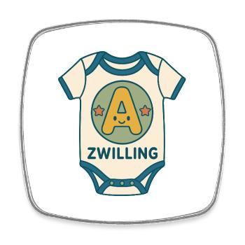Zwilling Buchstabe A Babybody - Viereckiger Kühlschrankmagnet - Weiß - Vorne