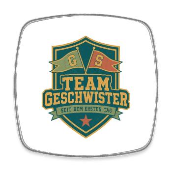 Team Geschwister Wappen - Viereckiger Kühlschrankmagnet - Weiß - Vorne