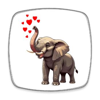 Elefant mit Herzen - Viereckiger Kühlschrankmagnet - Weiß - Vorne