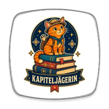 Kapiteljägerin – Bücher & Katze - Viereckiger Kühlschrankmagnet - Weiß - Vorne