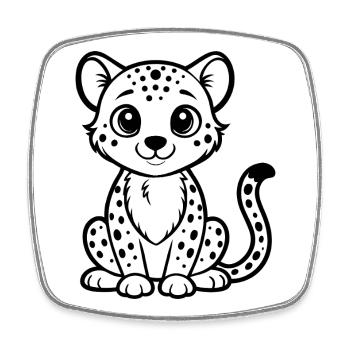 Guépard - Magnet carré - blanc - Devant