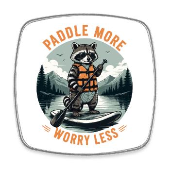  Waschbären SUP Paddleboard Board Stand Up paddel - Viereckiger Kühlschrankmagnet - Weiß - Vorne