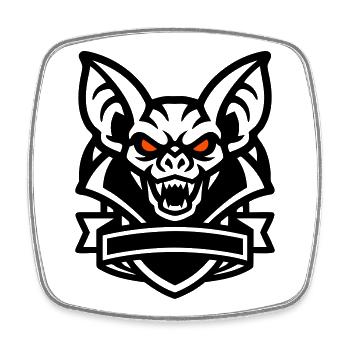 Fledermaus Maskottchen Logo - Viereckiger Kühlschrankmagnet - Weiß - Vorne