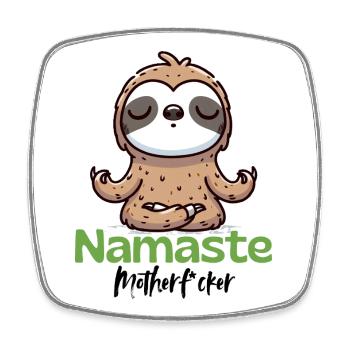 Namaste | Meditating Sloth - Square fridge magnet - white - Front