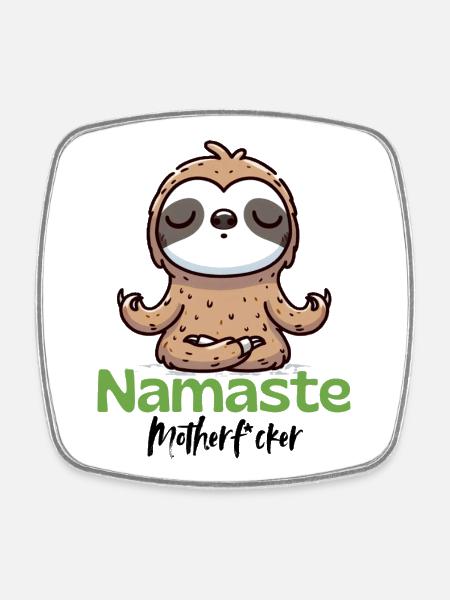Namaste | Meditating Sloth - Square fridge magnet - white