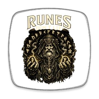 Runes Don’t Lie: Mystic Rune Master - Square fridge magnet - white - Front