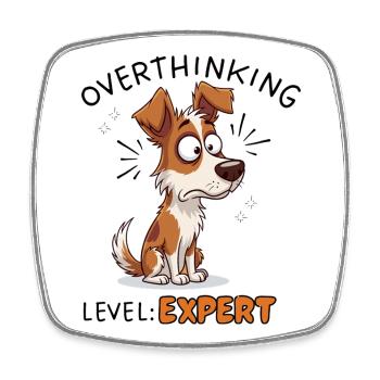 Jack Russell Overthinking Expert Dog Design - Square fridge magnet - white - Front