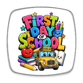 First Day of School Bus - Square fridge magnet - white - Front