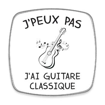 J Peux Pas J Ai Guitare Classique T-Shirt Cadea... - Magnet carré - blanc - Devant