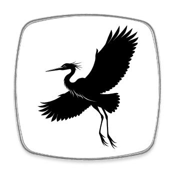 Flying Heron - Square fridge magnet - white - Front