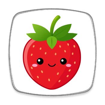 Fraise de Kawaii - Magnet carré - blanc - Devant
