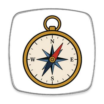 Vintage Compass Pendant Design - Square fridge magnet - white - Front