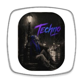 Techno Girl Under Lantern In The Rain We Love Techno - Square fridge magnet - white - Front
