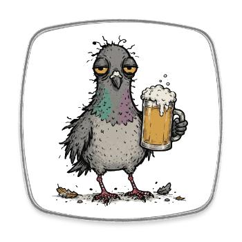 Beer pigeon, beer lover, beer-drinking, - Square fridge magnet - white - Front