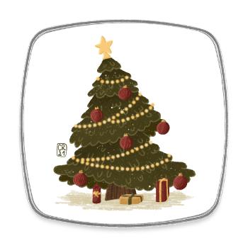 Christmas tree with fairy lights - Square fridge magnet - white - Front