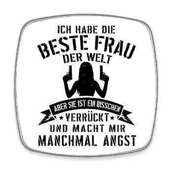 Super lustiges Geschenk für Ehemann mit verrückter - Viereckiger Kühlschrankmagnet - Weiß - Vorne