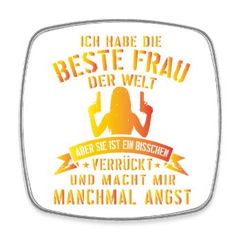 Super lustiges Geschenk für Ehemann mit verrückter - Viereckiger Kühlschrankmagnet - Weiß - Vorne