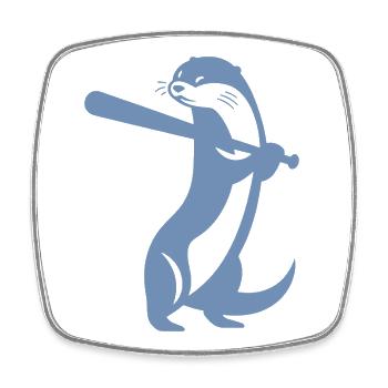 Otter Baseball Silhouette - Square fridge magnet - white - Front