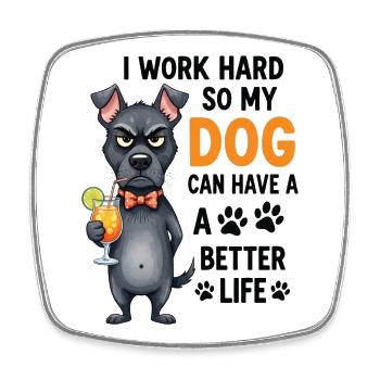 Hustling For The Hound - Funny dog gift - Square fridge magnet - white - Front
