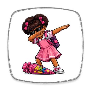 Dabbing ABC-Schützin Afro - Viereckiger Kühlschrankmagnet - Weiß - Vorne