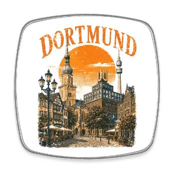  Vintage Dortmund Skyline historische - Viereckiger Kühlschrankmagnet - Weiß - Vorne