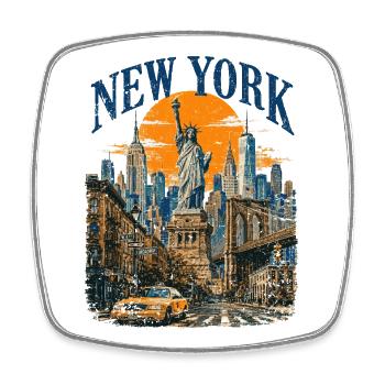 Vintage USA New York City Skyline NEW-YORK - Magnet carré - blanc - Devant