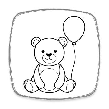 Teddy Bear Holding Balloon - Square fridge magnet - white - Front