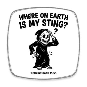 Where Is My Sting 1 Corinthians 15 - Square fridge magnet - white - Front