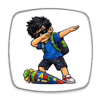 Dabbing ABC-Schütze schwarze Haare - Viereckiger Kühlschrankmagnet - Weiß - Vorne