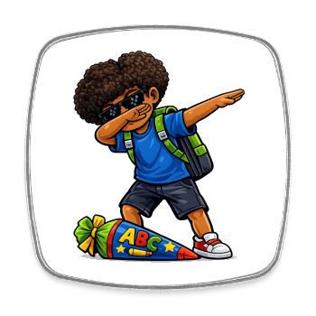 Dabbing ABC-Schütze Afro - Viereckiger Kühlschrankmagnet - Weiß - Vorne