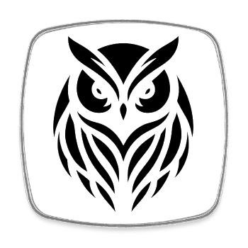 Wise Wood Owl : Art de la silhouette de la chouette fauve - Magnet carré - blanc - Devant