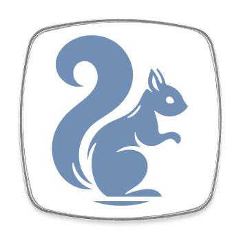 Minimalistische Eichhörnchen Silhouette mit Nuss - Viereckiger Kühlschrankmagnet - Weiß - Vorne