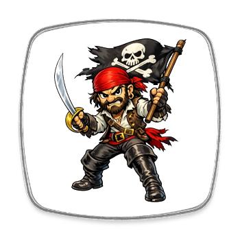 Pirate with red headscarf - Square fridge magnet - white - Front