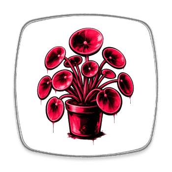 Neon Pilea im Topf – Pink Botanical Design - Viereckiger Kühlschrankmagnet - Weiß - Vorne