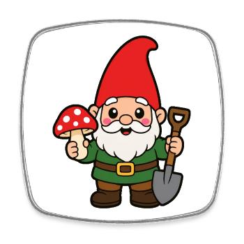 Héros nain de jardin avec champignon - Magnet carré - blanc - Devant